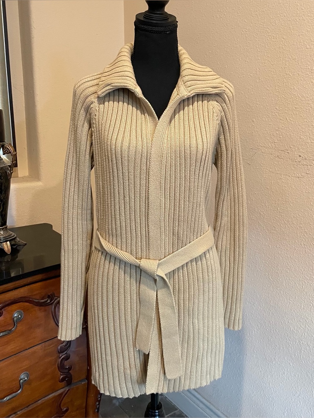 J. Crew 90s beige ribbed knit cardigan